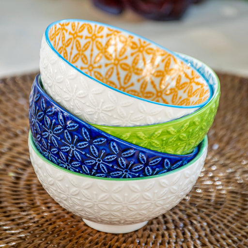 Conjunto 4 Bowls Porcelana Colorido Decorativo 11,4x6cm