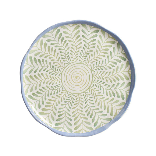 Jogo 6 Pratos Rasos Cerâmica Verde Espiral 28cm Scalla