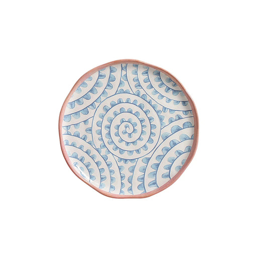 Jogo 6 Pratos de Sobremesa Cerâmica Azul Espiral 20cm Scalla