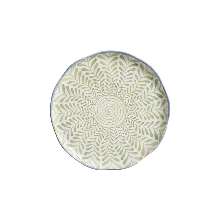 Jogo 6 Pratos de Sobremesa Cerâmica Verde Espiral 20cm Scalla