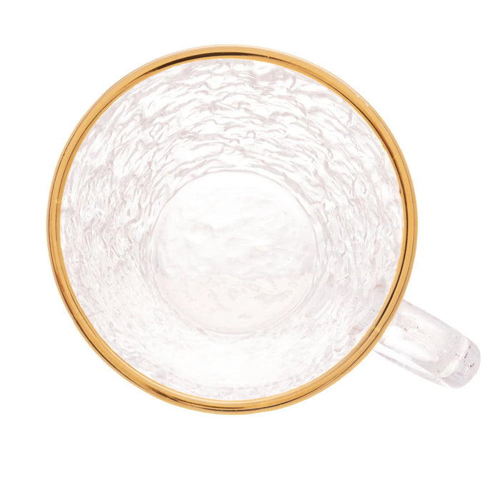 Jogo 6 Xícaras de Café com Pires Cristal Ecológico Borda Dourada Petra 70ml