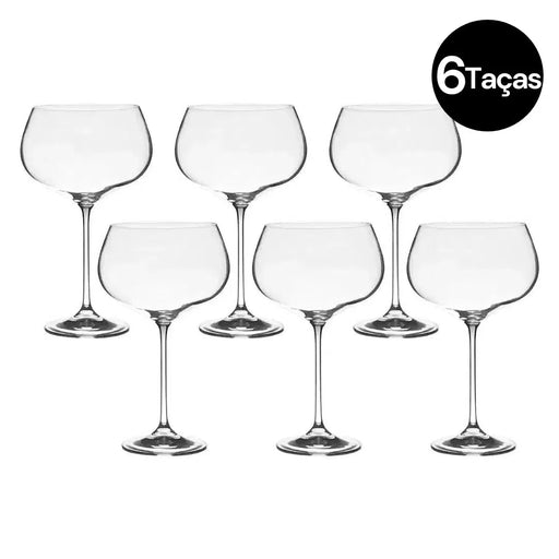 Kit com 6 Taças para Vinho em Cristal GrandVino Coupé 500ml