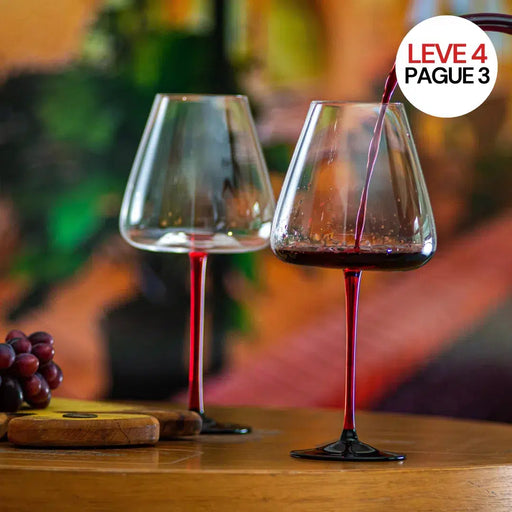 Leve 4, Pague 3: Kit Taças para Vinho em Cristal Linha Mirage Haste Vermelha 970ml Artevino