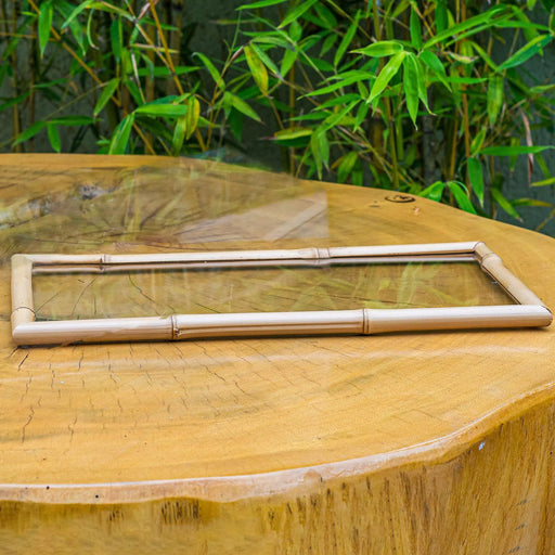 Prancha Retangular Grande de Vidro com Bambu