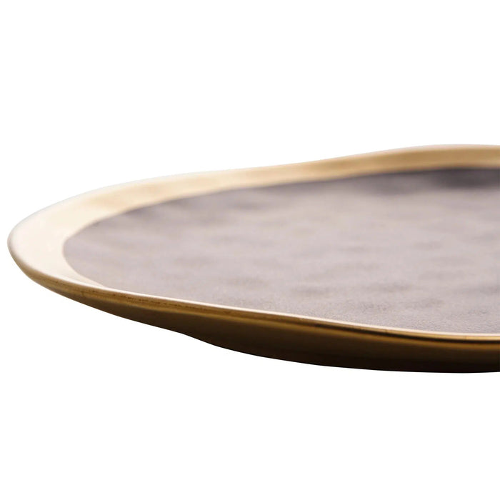 Prato de Sobremesa Porcelana Dubai Preto e Dourado 21cm