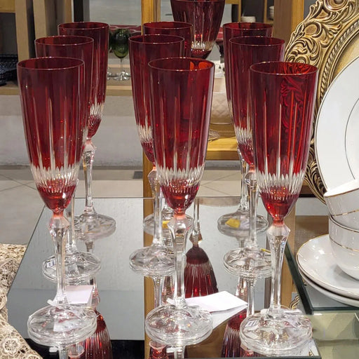 Taça para Espumante em Cristal Lapidado L'Hermitage Elizabeth Vermelha 190ml