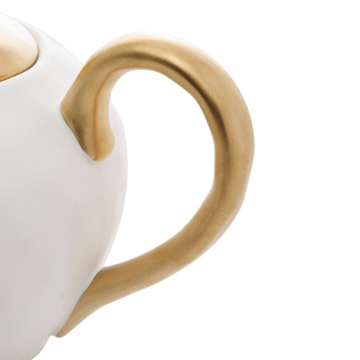 Bule de Chá em Porcelana Dubai Branco/Dourado 1L