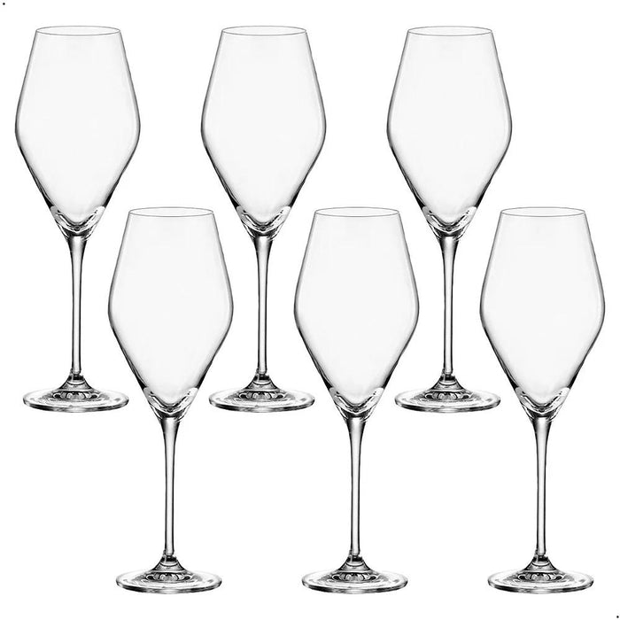 Jogo 6 Taças de Vinho Branco em Cristal Bohemia Loxia 470ml