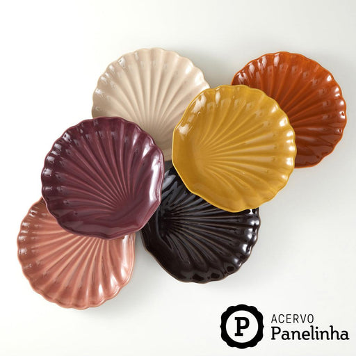 Kit 6 Pratos Multiuso Sobremesa Ocean - Panelinha Cerâmica 19,5CM Porto Brasil