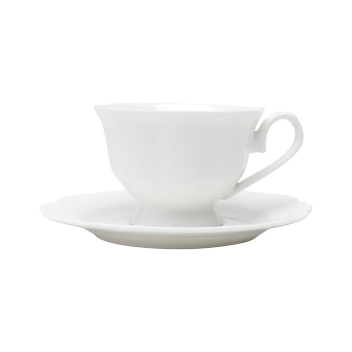 Kit com 6 Xícaras de Chá com Pires Porcelana Wolff Maldivas Branco 180ml